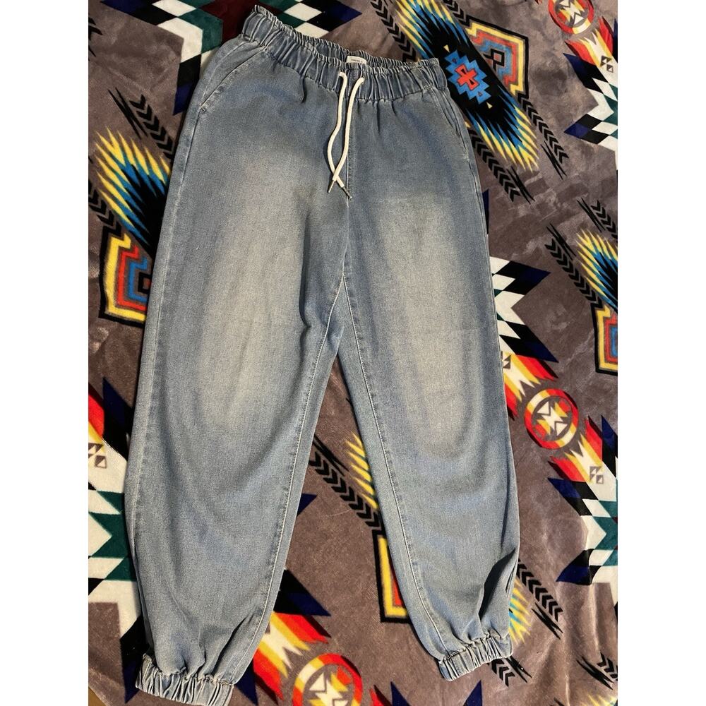 Rewash Drawstring Elastic Waist Cinch Ankle Jeans Size M